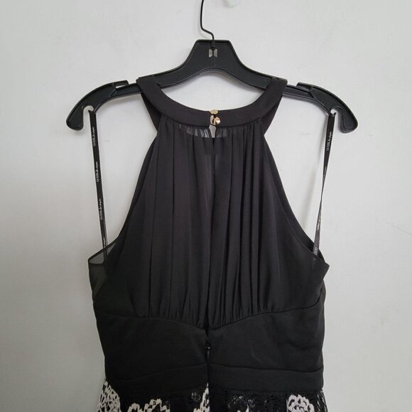 Guess Los Angeles Black Halter Sleeveless Lace Stripe Fit & Flare Dress Size 4 - Picture 4 of 16
